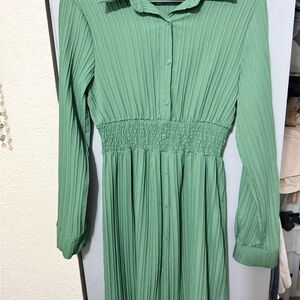 SHEIN Sage Green Long Sleeve Dress
